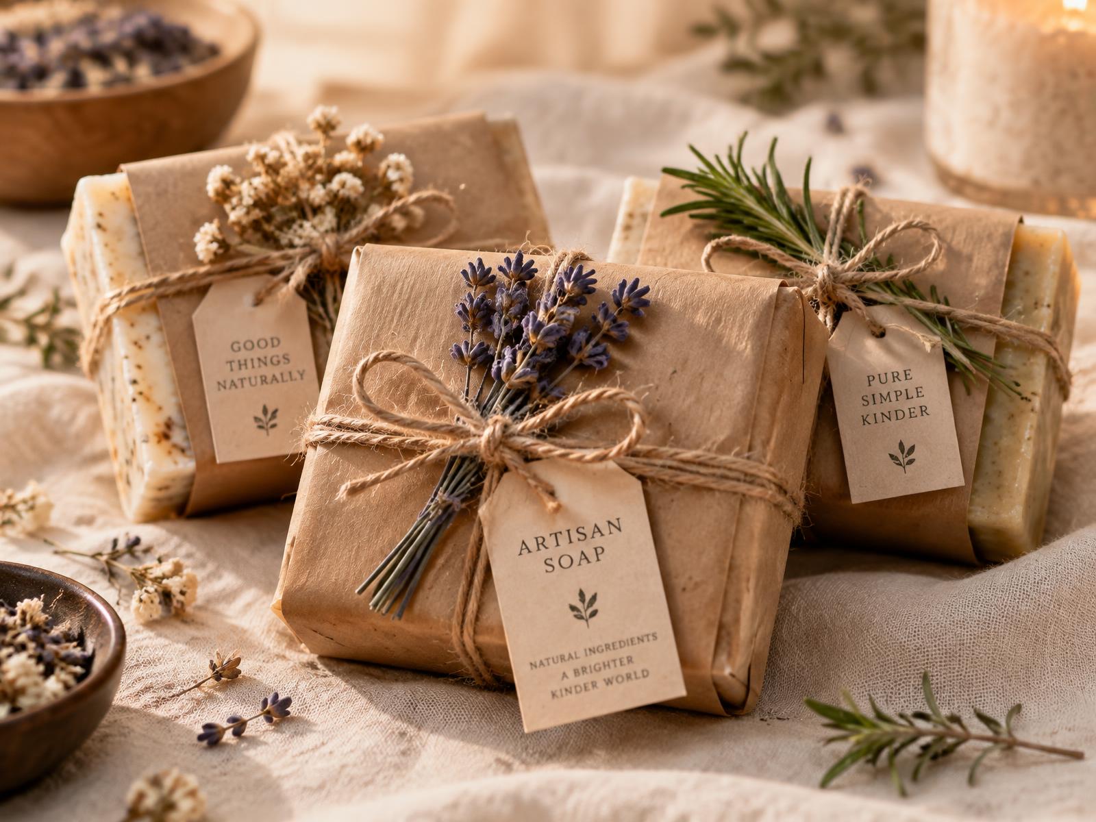 Jabones artesanales presentados como regalo